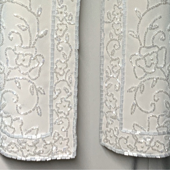 Montage Collection Luxury Beige Beaded Embellished Formal Dress & Jacket S 14 - Picture 10 of 17